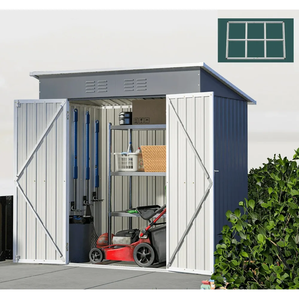 6' x 4' Outdoor Storage Shed with Metal Base, Galvanized Metal Storage Shed with Lockable Door
6' x 4' Outdoor Storage Shed with Metal Base, Galvanized Metal Storage Shed with Lockable Door