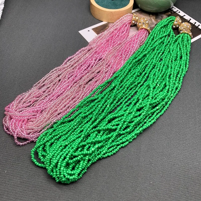 French Retro Style Jewelry Multi-strand Rice Bead Copper Material with Gem Diamond Necklace Green Pink Rice Bead Hot-selling Nec
French Retro Style Jewelry Multi-strand Rice Bead Copper Material with Gem Diamond Necklace Green Pink Rice Bead Hot-selling Nec