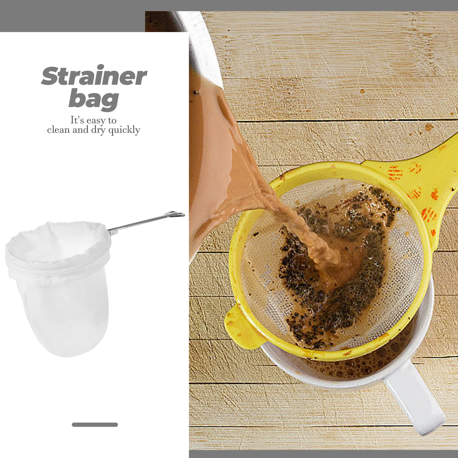 1Set Reusable Fine Mesh Strainer Bags Stainless Steel Frame Handle Detachable Filter Bag Kitchen Food Strainer for Coffee Milk
1Set Reusable Fine Mesh Strainer Bags Stainless Steel Frame Handle Detachable Filter Bag Kitchen Food Strainer for Coffee Milk