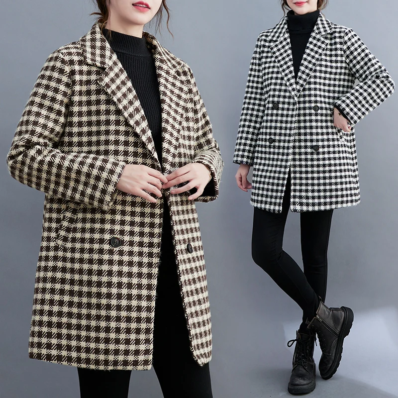 Women's Winter Fashion Houndstooth Classical Coat Female Suit Collar Long Sleeve Korean Style Vintage Jacket Elegance Daily Tops
Women's Winter Fashion Houndstooth Classical Coat Female Suit Collar Long Sleeve Korean Style Vintage Jacket Elegance Daily Tops