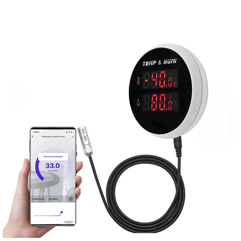 Tuya Smart Wireless WIFI Hygrometer Thermometer With Externa Probe Sensor Temperature Humidity Alarm Detector
Tuya Smart Wireless WIFI Hygrometer Thermometer With Externa Probe Sensor Temperature Humidity Alarm Detector