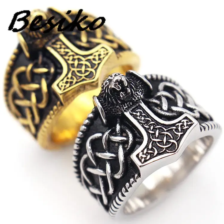 Besiko 316L Stainless Steel Vintage Thor's Hammer Mjolnir Viking Ring For Man's Gift Punk Rock Boy's Jewelry Gift Dropshipping
Besiko 316L Stainless Steel Vintage Thor's Hammer Mjolnir Viking Ring For Man's Gift Punk Rock Boy's Jewelry Gift Dropshipping