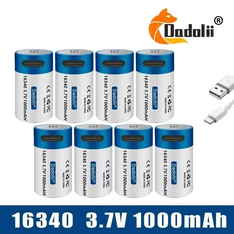 Литий-ионная USB-аккумуляторная батарея CR123A ICR 16340, 3,7 В, 1000 мАч, совместимая с аккумулятором высокой интенсивности для электронных устройств
Литий-ионная USB-аккумуляторная батарея CR123A ICR 16340, 3,7 В, 1000 мАч, совместимая с аккумулятором высокой интенсивности для электронных устройств
