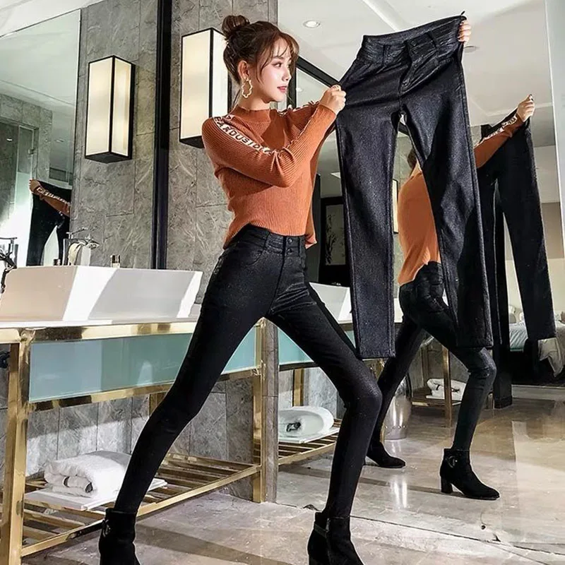 Add Velvet/No Velvet Black Faux PU Leather Pants Women's High Waist Stretch Leggings Autumn Winter Casual Skinny Pencil Trousers
Add Velvet/No Velvet Black Faux PU Leather Pants Women's High Waist Stretch Leggings Autumn Winter Casual Skinny Pencil Trousers