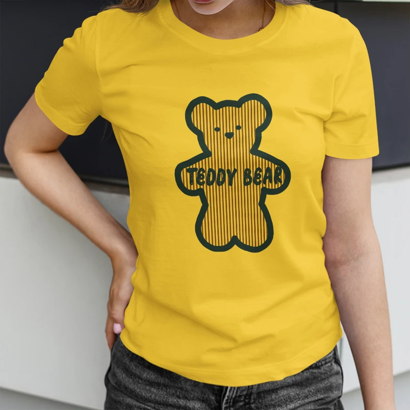 Женская футболка с коротким рукавом «Teddy Bear» четкого белого цвета с полосатым принтом «Тедди Медведь»
Женская футболка с коротким рукавом «Teddy Bear» четкого белого цвета с полосатым принтом «Тедди Медведь»