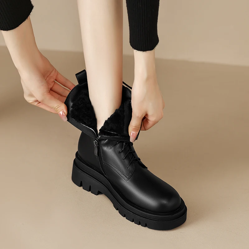 2023 winter warm Women ankle boots natural leather plus size 22-26cm cowhide+wool modern boots lace up side zip platform boots
2023 winter warm Women ankle boots natural leather plus size 22-26cm cowhide+wool modern boots lace up side zip platform boots