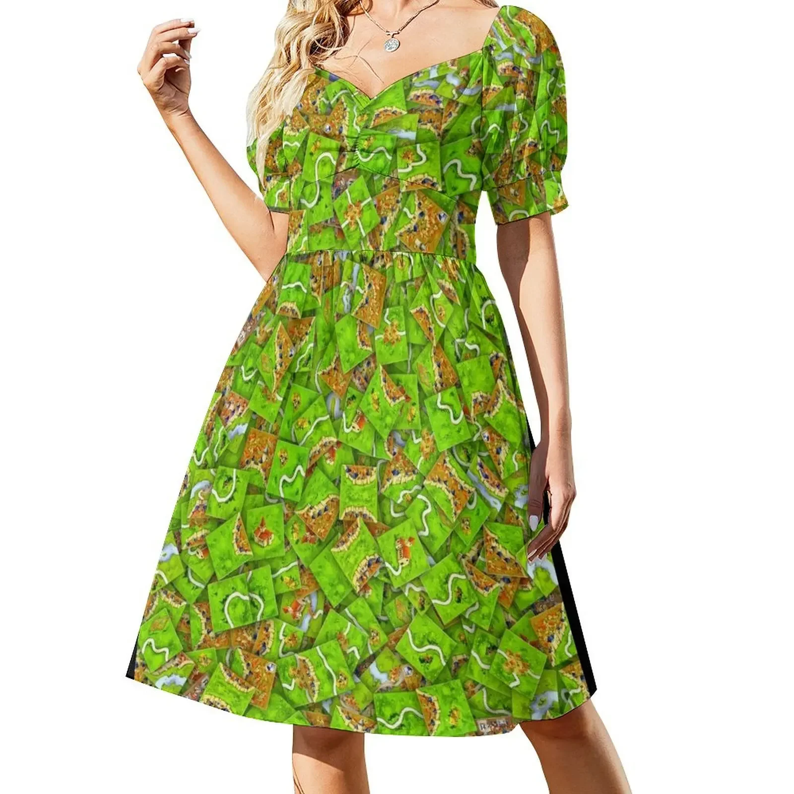 Carcassonne tiles Short-Sleeved Dress Women's summer suit chic and elegant woman dress
Carcassonne tiles Short-Sleeved Dress Women's summer suit chic and elegant woman dress