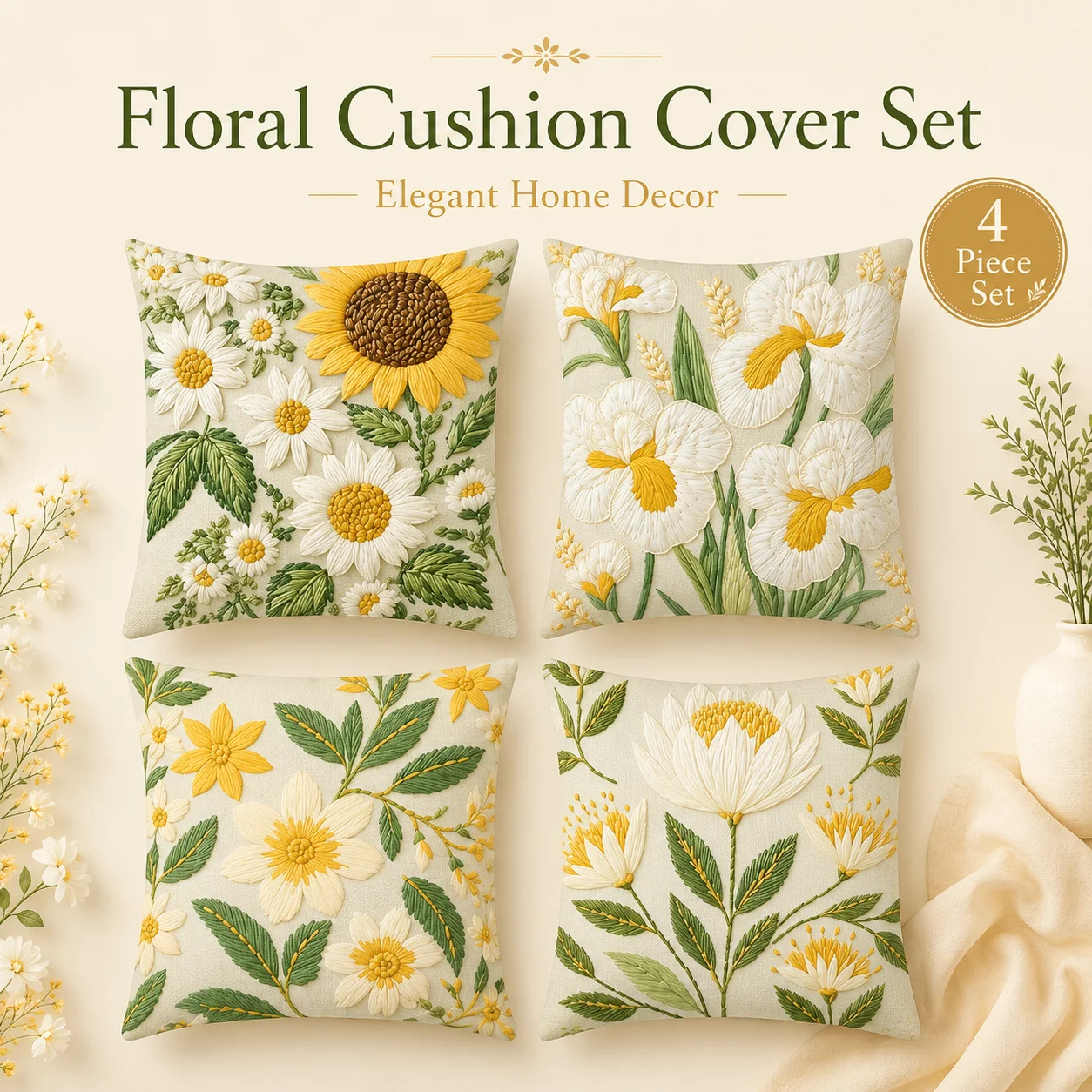 4 Pcs 2D Flat Printed Floral Cushion Covers Sunflower Peach Skin Pillowcase Set Elegant Room Decor Sofa Coussin Home Textile
4 Pcs 2D Flat Printed Floral Cushion Covers Sunflower Peach Skin Pillowcase Set Elegant Room Decor Sofa Coussin Home Textile