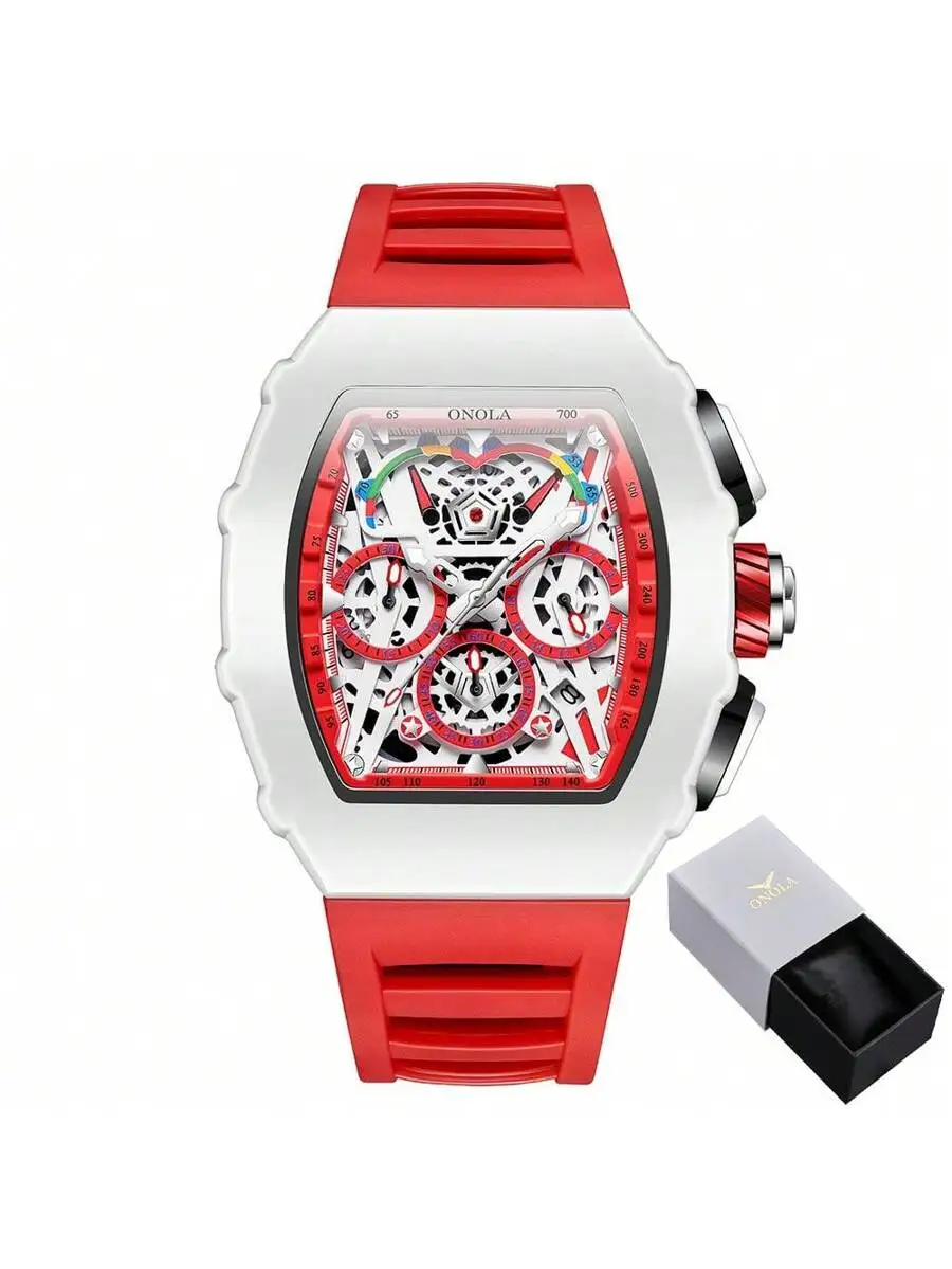 ONOLA Brand Chronograph Quartz Watch For Men Tonneau Dial Sport Waterproof Wristwatch Milk White Silicone Strap Auto Date Watch
ONOLA Brand Chronograph Quartz Watch For Men Tonneau Dial Sport Waterproof Wristwatch Milk White Silicone Strap Auto Date Watch