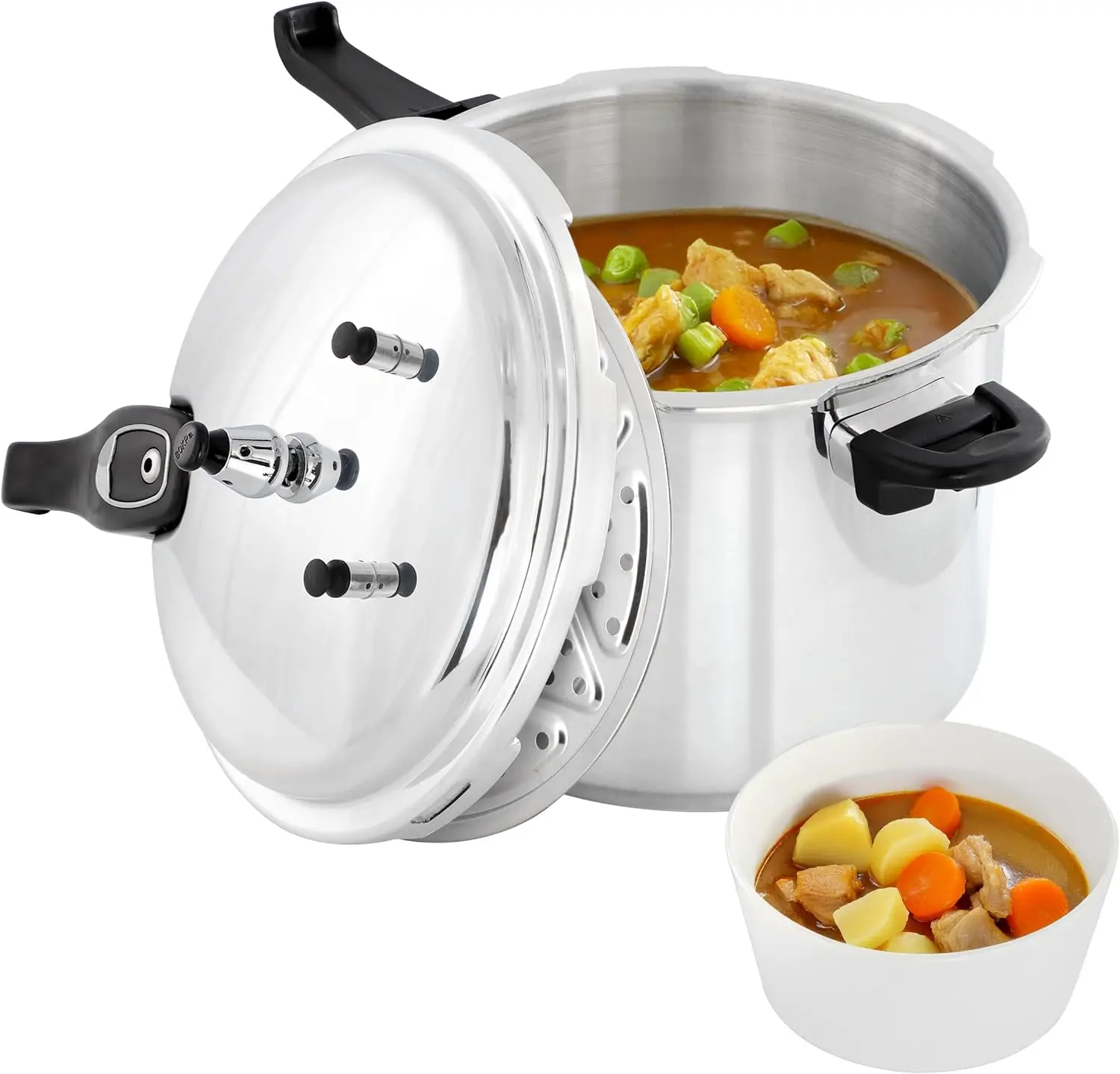 11.5 Quart Induction Pressure Cooker with Steamer Basket, Fast Cooking
11.5 Quart Induction Pressure Cooker with Steamer Basket, Fast Cooking
