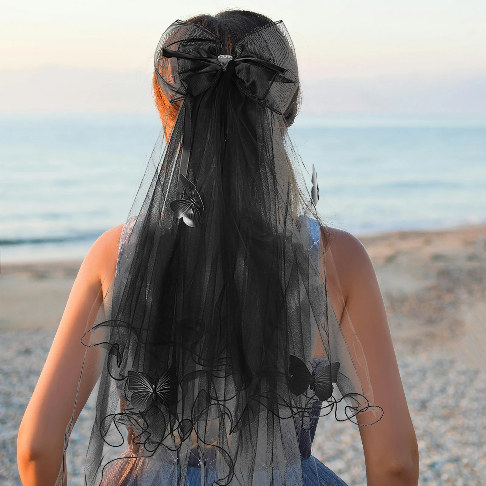Halloween Butterfly Veil Black Gothic Bride Costume Headpiece with Mesh Bow for Cosplay Day of The Dead Wedding Party Accessory
Halloween Butterfly Veil Black Gothic Bride Costume Headpiece with Mesh Bow for Cosplay Day of The Dead Wedding Party Accessory