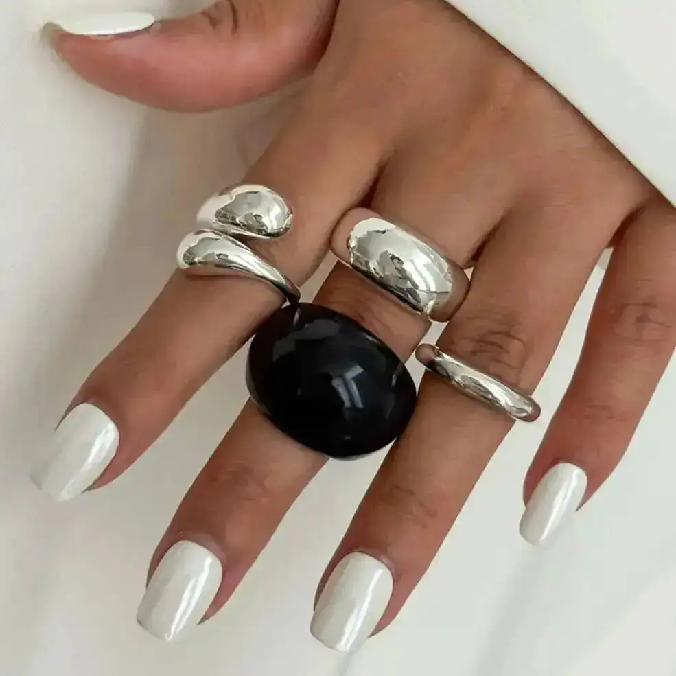 KunJoe 4Pcs Trendy Stackable Resin Metal Open Rings Set for Women Minimalist Chunky Curved Knuckle Ring Boho Jewelry Accessories
KunJoe 4Pcs Trendy Stackable Resin Metal Open Rings Set for Women Minimalist Chunky Curved Knuckle Ring Boho Jewelry Accessories