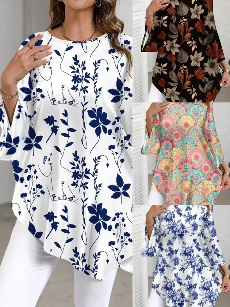 New Round Neck Plant Floral Seven Quarter Sleeved Top Loose and Elegant Plus Size Temperament Short Sleeved T-shirt Commute
New Round Neck Plant Floral Seven Quarter Sleeved Top Loose and Elegant Plus Size Temperament Short Sleeved T-shirt Commute