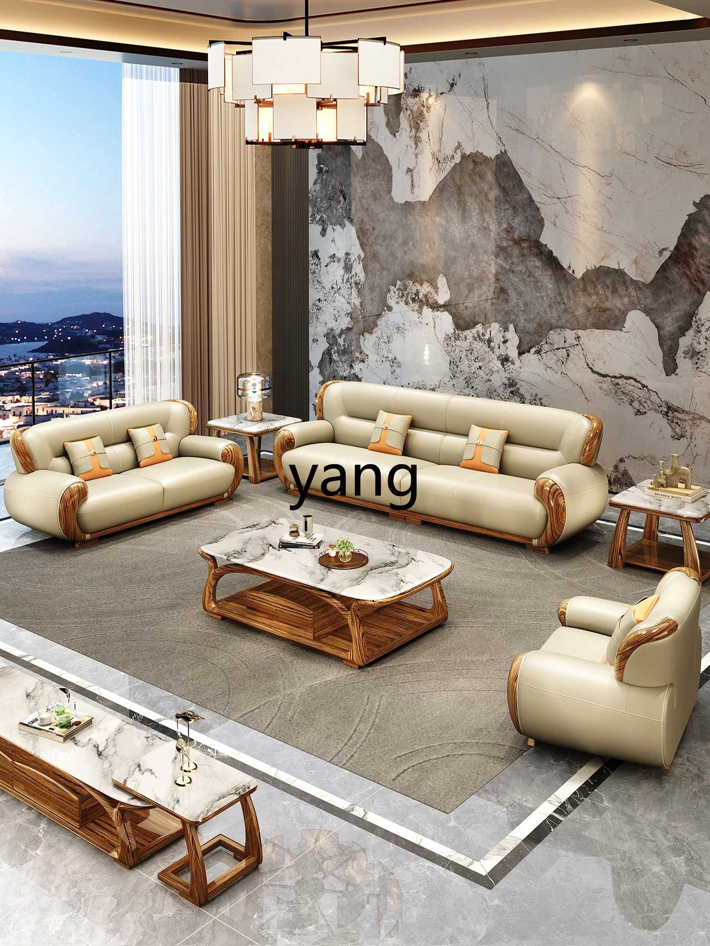 LTT living room large apartment first layer yellow cowhide new solid wood combination
LTT living room large apartment first layer yellow cowhide new solid wood combination