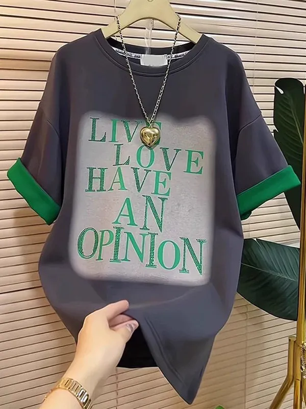 plus Size Women's T-Shirt Letter Print Short Sleeve Pure Cotton Loose Fit Casual Mid-Length Summer Top for plus Size Ladies
plus Size Women's T-Shirt Letter Print Short Sleeve Pure Cotton Loose Fit Casual Mid-Length Summer Top for plus Size Ladies