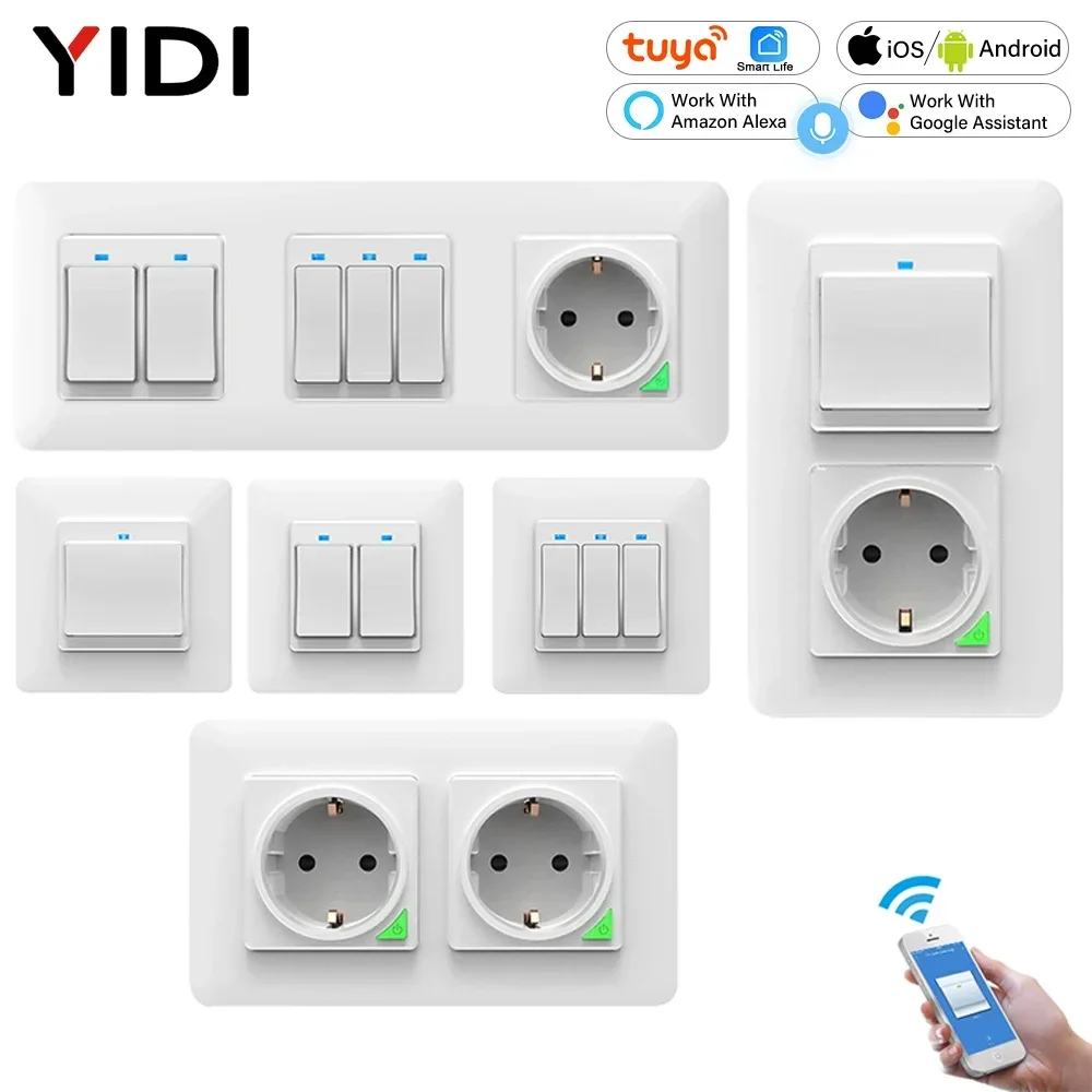 WiFi Smart Wall Light Switch Socket Outlet EU UK UN, Tuya Smart Life App Remote Control Push Button Switch Alexa Google Home
WiFi Smart Wall Light Switch Socket Outlet EU UK UN, Tuya Smart Life App Remote Control Push Button Switch Alexa Google Home