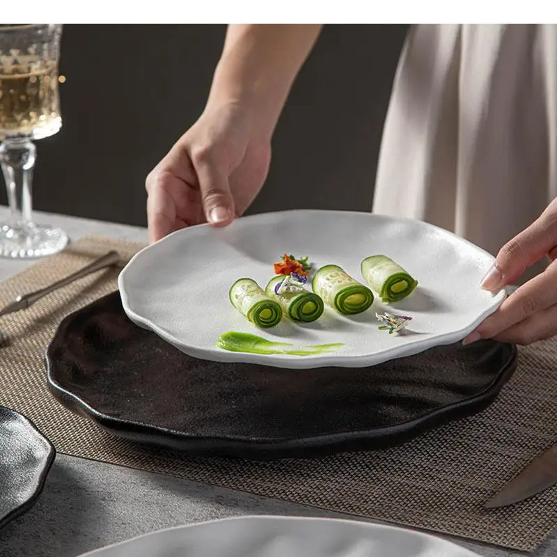 Solid Color Matte Ceramic Shallow Plate Irregular Steak Dessert Snack Sushi Plates Restaurant Specialty Tableware
Solid Color Matte Ceramic Shallow Plate Irregular Steak Dessert Snack Sushi Plates Restaurant Specialty Tableware