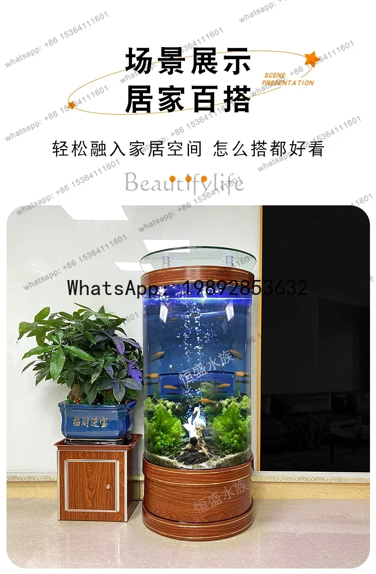 TV cabinet next to goldfish tank landscaping aquarium Semicircular fish tank living room new glass water-free
TV cabinet next to goldfish tank landscaping aquarium Semicircular fish tank living room new glass water-free
