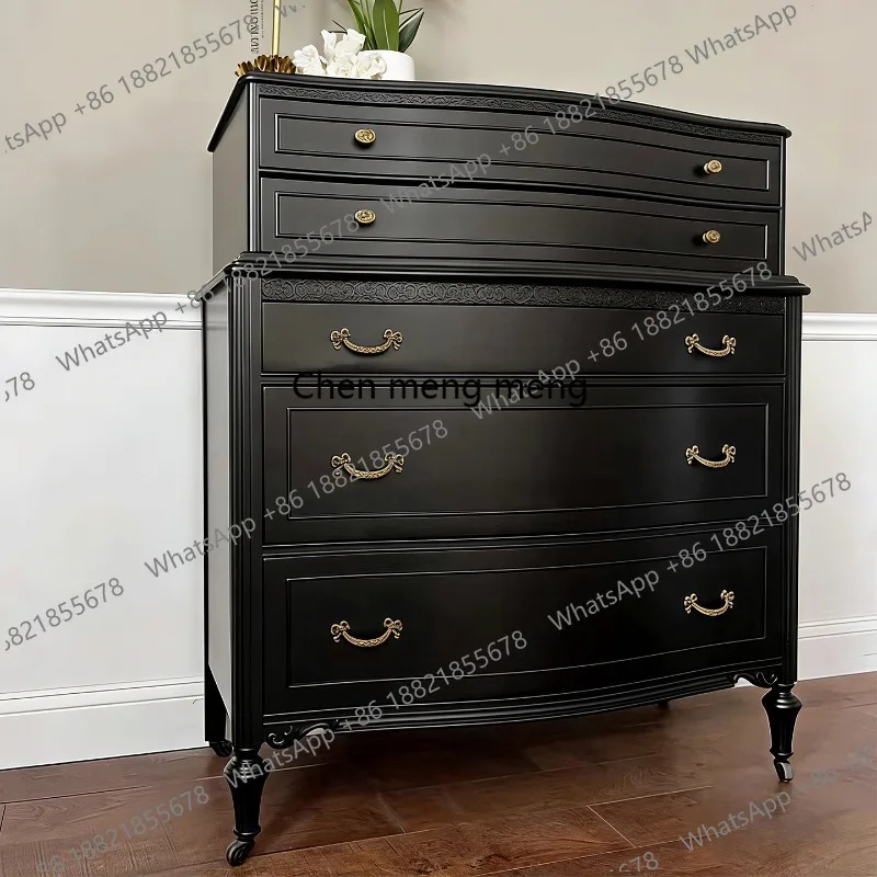 Retro black chest of drawers, bedroom solid wood storage, dining side cabinet, entrance cabinet
Retro black chest of drawers, bedroom solid wood storage, dining side cabinet, entrance cabinet