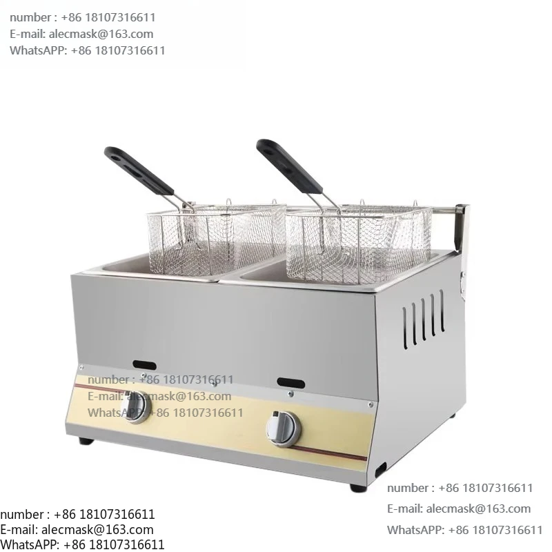 Gas Fryer Commercial Two Pot Fryer with Two Baskets Stainless Steel Cooking Pot
Gas Fryer Commercial Two Pot Fryer with Two Baskets Stainless Steel Cooking Pot