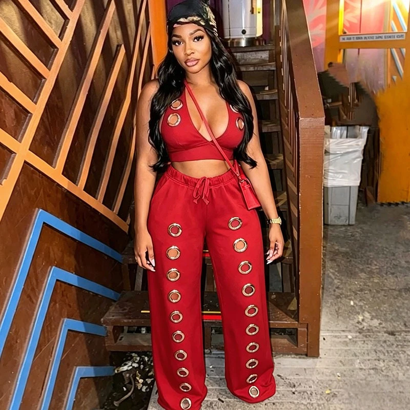 Doyerl Streetwear Two Piece Set Womens Matching Sets Hollow Out Halter V-neck Backless Crop Top and Wide Leg Pant Club Outfits
Doyerl Streetwear Two Piece Set Womens Matching Sets Hollow Out Halter V-neck Backless Crop Top and Wide Leg Pant Club Outfits