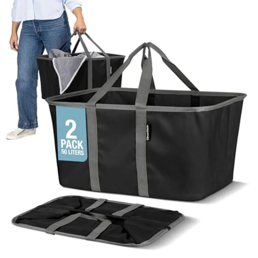 Collapsible Laundry Tote 2-Pack 50L Foldable Carry-All Storage Bin for Laundry, Car Trunk, RV, Dorm and Home Organization - Bla
Collapsible Laundry Tote 2-Pack 50L Foldable Carry-All Storage Bin for Laundry, Car Trunk, RV, Dorm and Home Organization - Bla