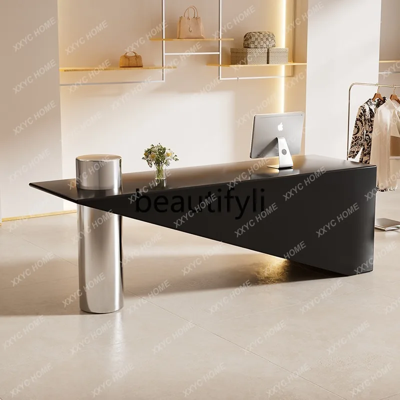 Cashier Counter Simple Modern Clothing Store Bar Counter Stainless Steel Shop Small Company Front Desk
Cashier Counter Simple Modern Clothing Store Bar Counter Stainless Steel Shop Small Company Front Desk