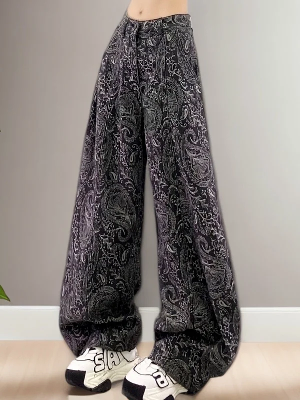 Faionable Retro Casual Floral Embroidery Straight Banana Jeans High Waist Wide Leg ket Multi Functional Women's Denim Pants
Faionable Retro Casual Floral Embroidery Straight Banana Jeans High Waist Wide Leg ket Multi Functional Women's Denim Pants