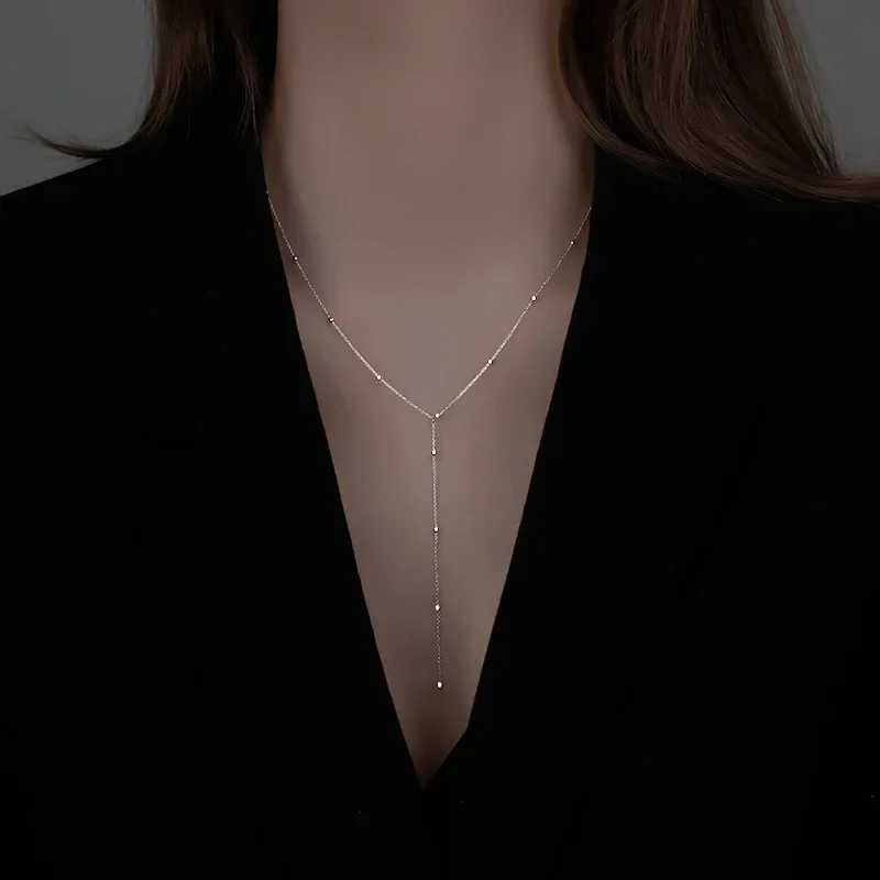 Silver Long Necklace Simple Charm Choker Autumn and Winter Sweater Wear Necklace for Women Exquisite Jewelry
Silver Long Necklace Simple Charm Choker Autumn and Winter Sweater Wear Necklace for Women Exquisite Jewelry