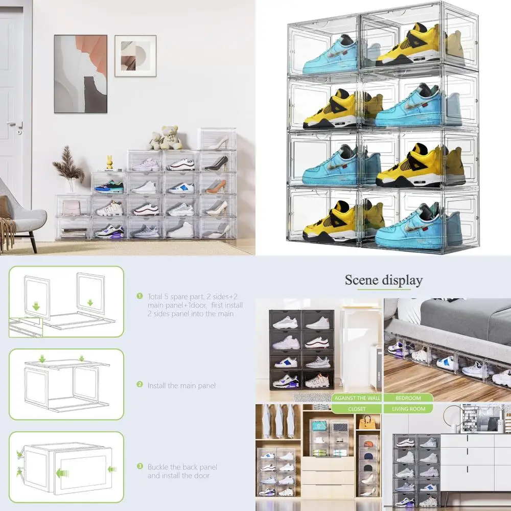 Упаковка из 8 прозрачных штабелируемых коробок для обуви с магнитной застежкой, подходит для американского размера 13, дисплея для хранения кроссовок
Упаковка из 8 прозрачных штабелируемых коробок для обуви с магнитной застежкой, подходит для американского размера 13, дисплея для хранения кроссовок