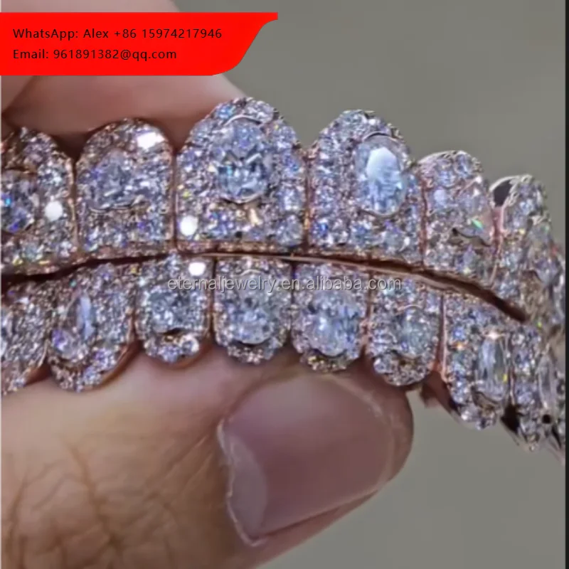 Custom Fashion Hip Hop Jewelry 925 Sterling Silver Iced Out VVS Diamond Round Cut Moissanite Teeth Grillz For Mens
Custom Fashion Hip Hop Jewelry 925 Sterling Silver Iced Out VVS Diamond Round Cut Moissanite Teeth Grillz For Mens
