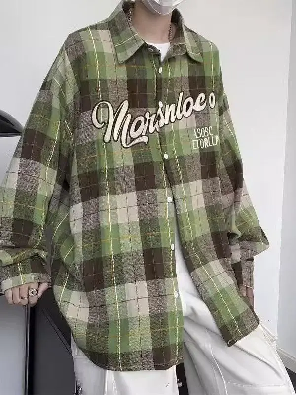 Loose Casual Plaid irt Men's Long Sve Turn-down Collar Outerwear Spring Autumn Youth Trendy Brand Loose Fit Casual Coat
Loose Casual Plaid irt Men's Long Sve Turn-down Collar Outerwear Spring Autumn Youth Trendy Brand Loose Fit Casual Coat