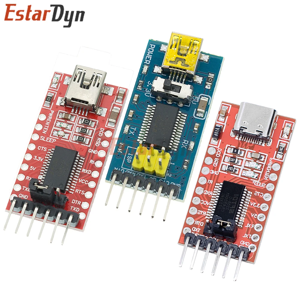 Estardyn FT232RL USB to TTL Serial Adapter 3.3V/5V Selectable Logic with TX/RX LEDs for MCU Programming
Estardyn FT232RL USB to TTL Serial Adapter 3.3V/5V Selectable Logic with TX/RX LEDs for MCU Programming