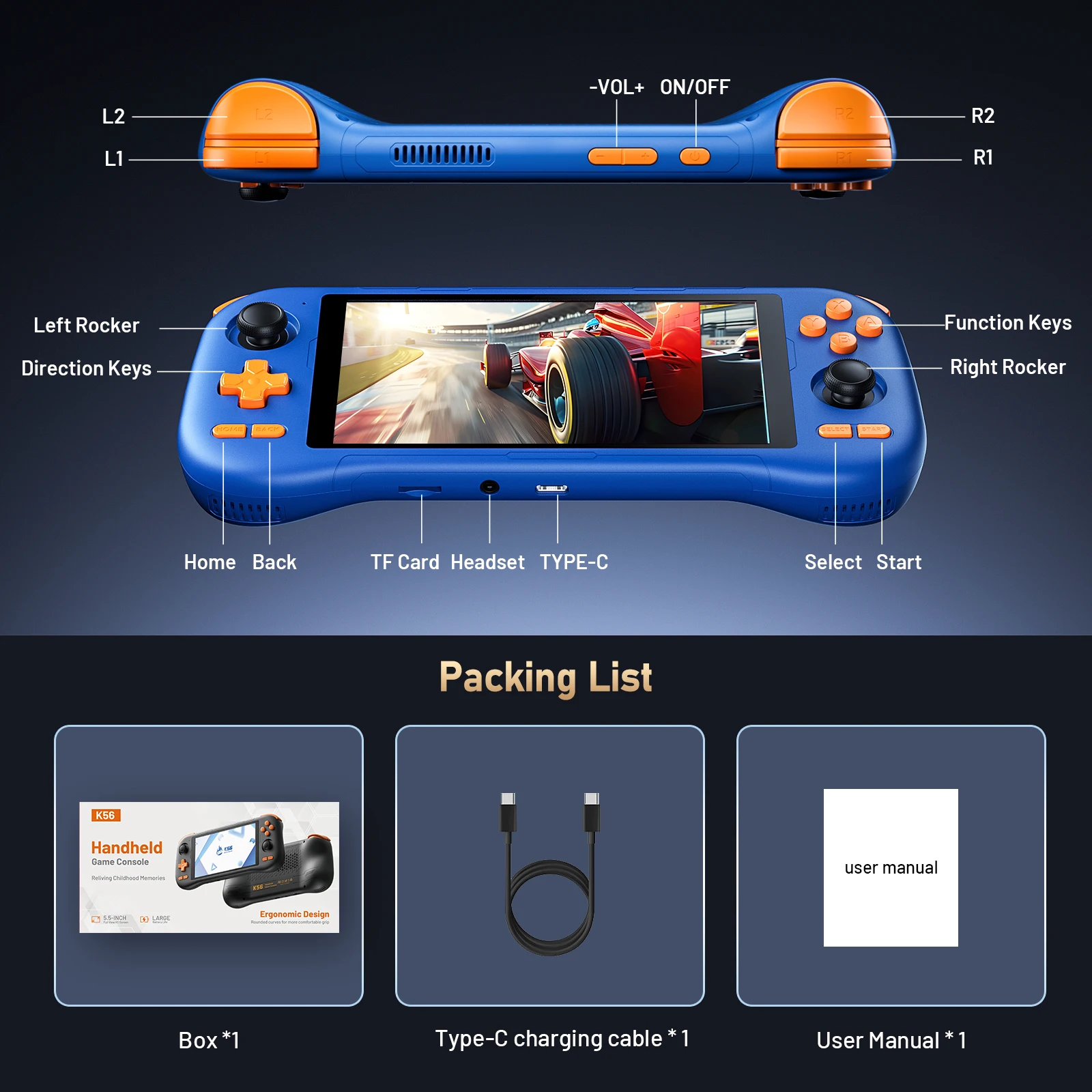 Портативная игровая консоль Kinhank K56 Android 14 с 5,5-дюймовым сенсорным экраном и более 50 ретро-игровых эмуляторов для DC/MAME/SS
Портативная игровая консоль Kinhank K56 Android 14 с 5,5-дюймовым сенсорным экраном и более 50 ретро-игровых эмуляторов для DC/MAME/SS