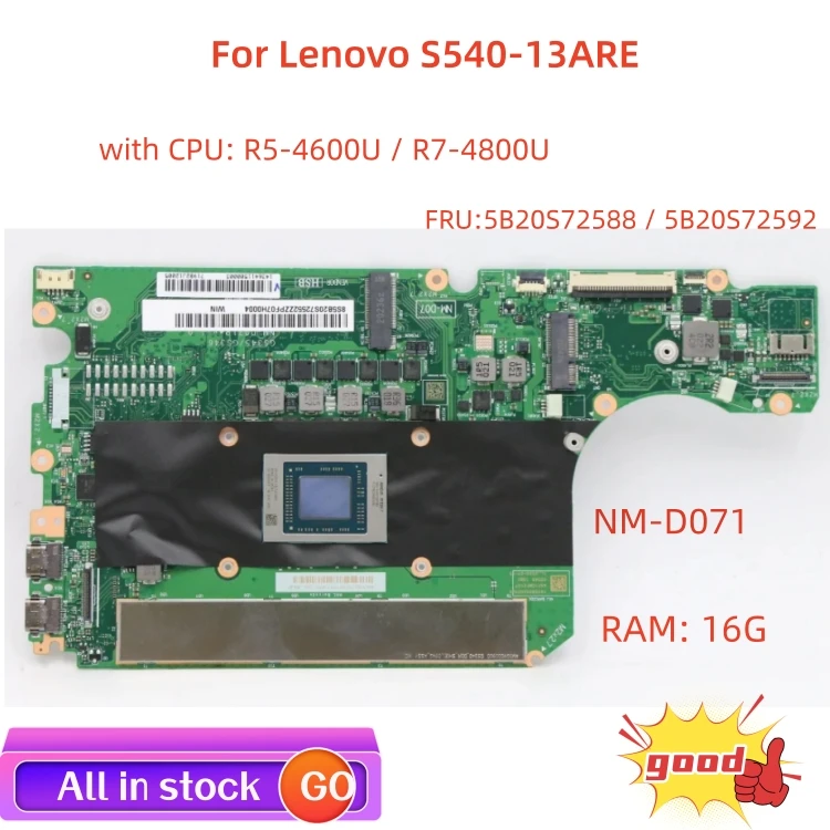 Материнская плата для ноутбука Lenovo S540-13ARE материнская плата FRU: 5B20S72588 /5B20S72592 CPU NM-D071/R5-4600U RAM 16G 100% OK
Материнская плата для ноутбука Lenovo S540-13ARE материнская плата FRU: 5B20S72588 /5B20S72592 CPU NM-D071/R5-4600U RAM 16G 100% OK