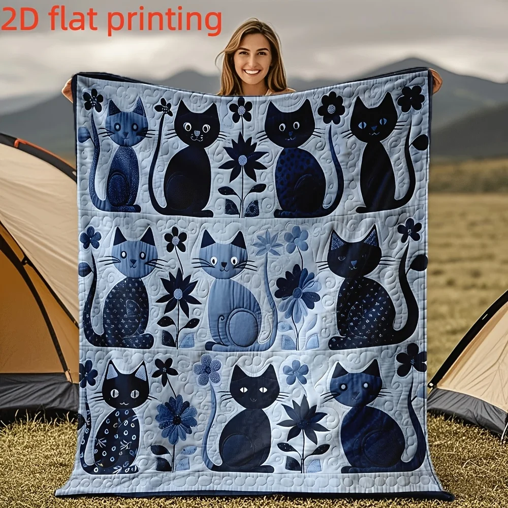 1pc Navy Blue Cute Cat Floral Quilted Blanket Soft Warm Throw Blanket for Home Camping Living Room Bedroom Decor
1pc Navy Blue Cute Cat Floral Quilted Blanket Soft Warm Throw Blanket for Home Camping Living Room Bedroom Decor