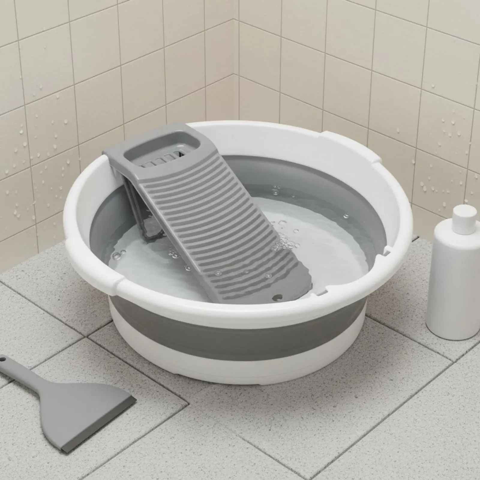 Folding Laundry Tub with Washboard Easy Draining Portable Washboard Basin Foldable Laundry Tub with Scrubber Space-Saving
Folding Laundry Tub with Washboard Easy Draining Portable Washboard Basin Foldable Laundry Tub with Scrubber Space-Saving