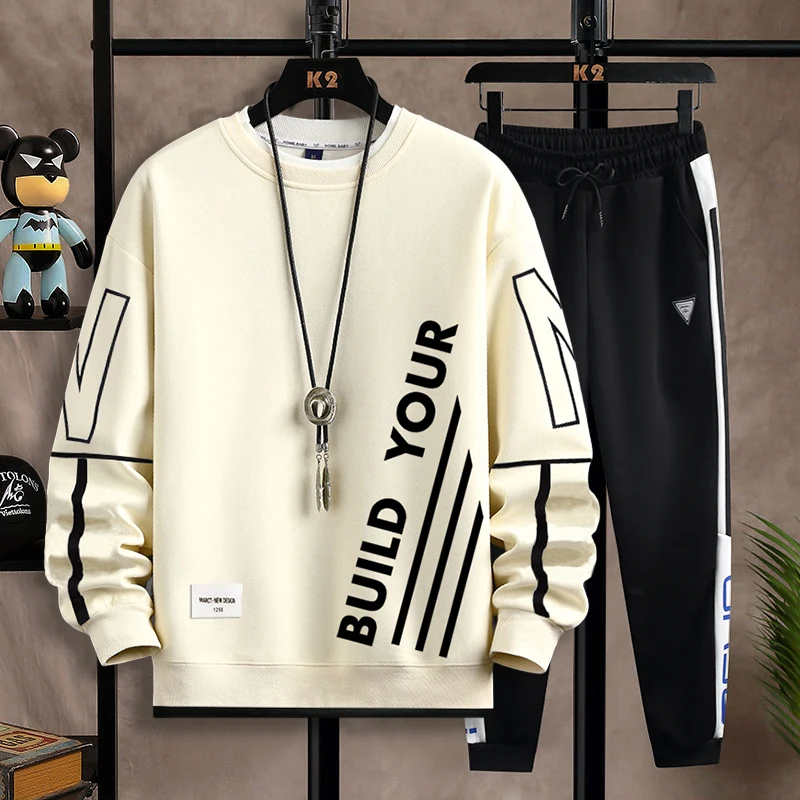 Men's 2025 Sweatshirt Set Round Neck Spring Autumn Casual Sports Two-Piece Loose Fit Comfortable Streetwear Fashion Suits 
Men's 2025 Sweatshirt Set Round Neck Spring Autumn Casual Sports Two-Piece Loose Fit Comfortable Streetwear Fashion Suits
