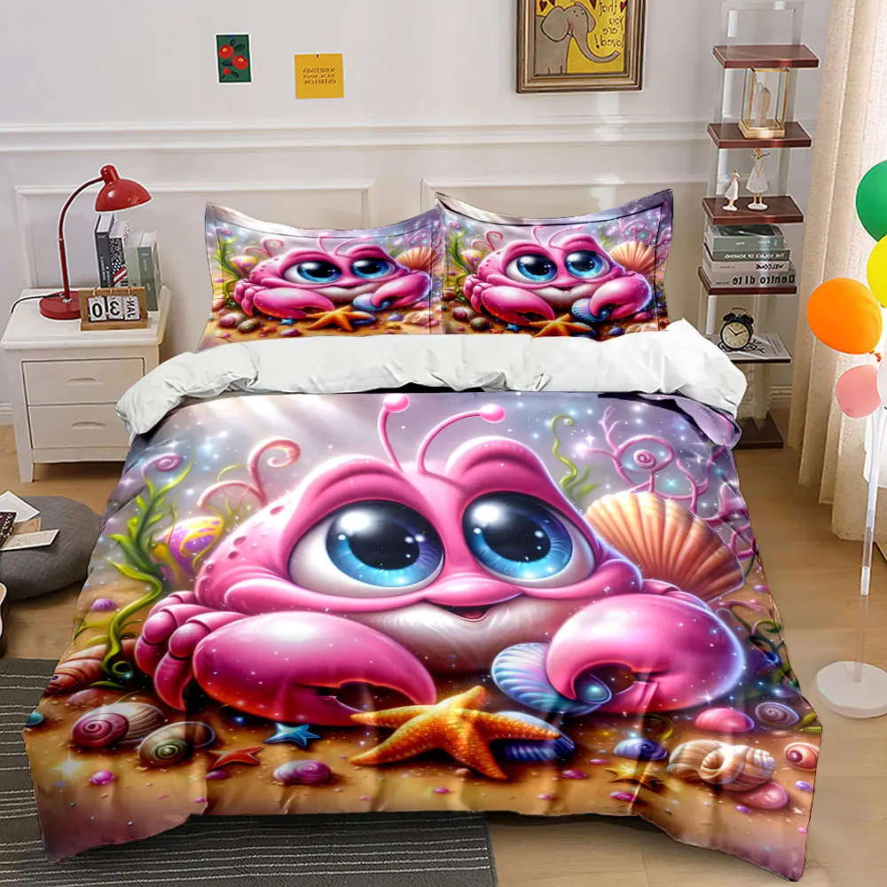 3pcs Pink crab with ocean shells Print Bedding Set 1 Duvet Cover 2 Pillowcases for Adult and Children Luxury Gift Full Size
3pcs Pink crab with ocean shells Print Bedding Set 1 Duvet Cover 2 Pillowcases for Adult and Children Luxury Gift Full Size