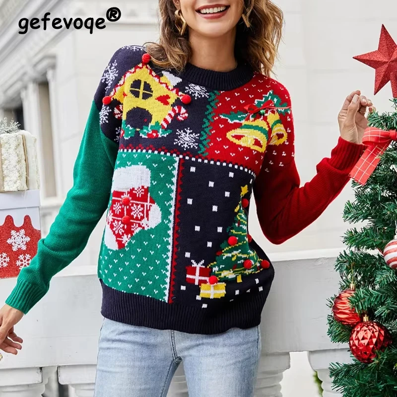 2025Autumn Winter Women Casual Thick Christmas Knitted Sweaters Fashion Round Neck Long Sleeve Loose Pullover Tops Xmas Jumpers
2025Autumn Winter Women Casual Thick Christmas Knitted Sweaters Fashion Round Neck Long Sleeve Loose Pullover Tops Xmas Jumpers