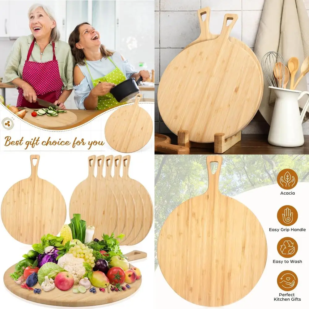 6-Piece Bamboo Round Cutting Boards, 15.4 x 11.4, with Handle, Ideal for Kitchen, Meat, Bread, Cheese, Pizza, Vegetables, and We
6-Piece Bamboo Round Cutting Boards, 15.4 x 11.4, with Handle, Ideal for Kitchen, Meat, Bread, Cheese, Pizza, Vegetables, and We