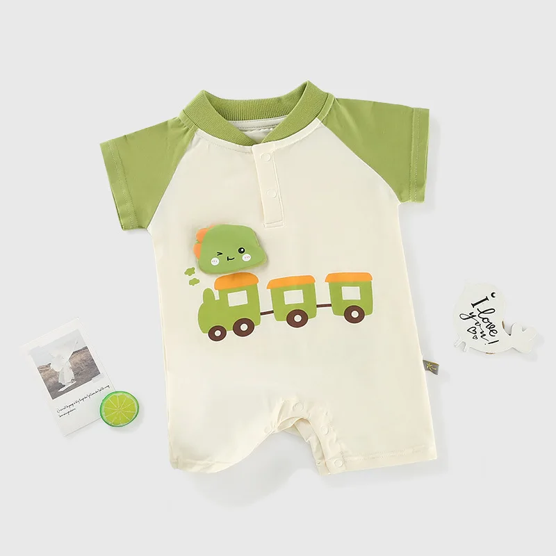 Baby clothes summer thin dinosaur train baby jumpsuit short sleeved newborn clothes
Baby clothes summer thin dinosaur train baby jumpsuit short sleeved newborn clothes