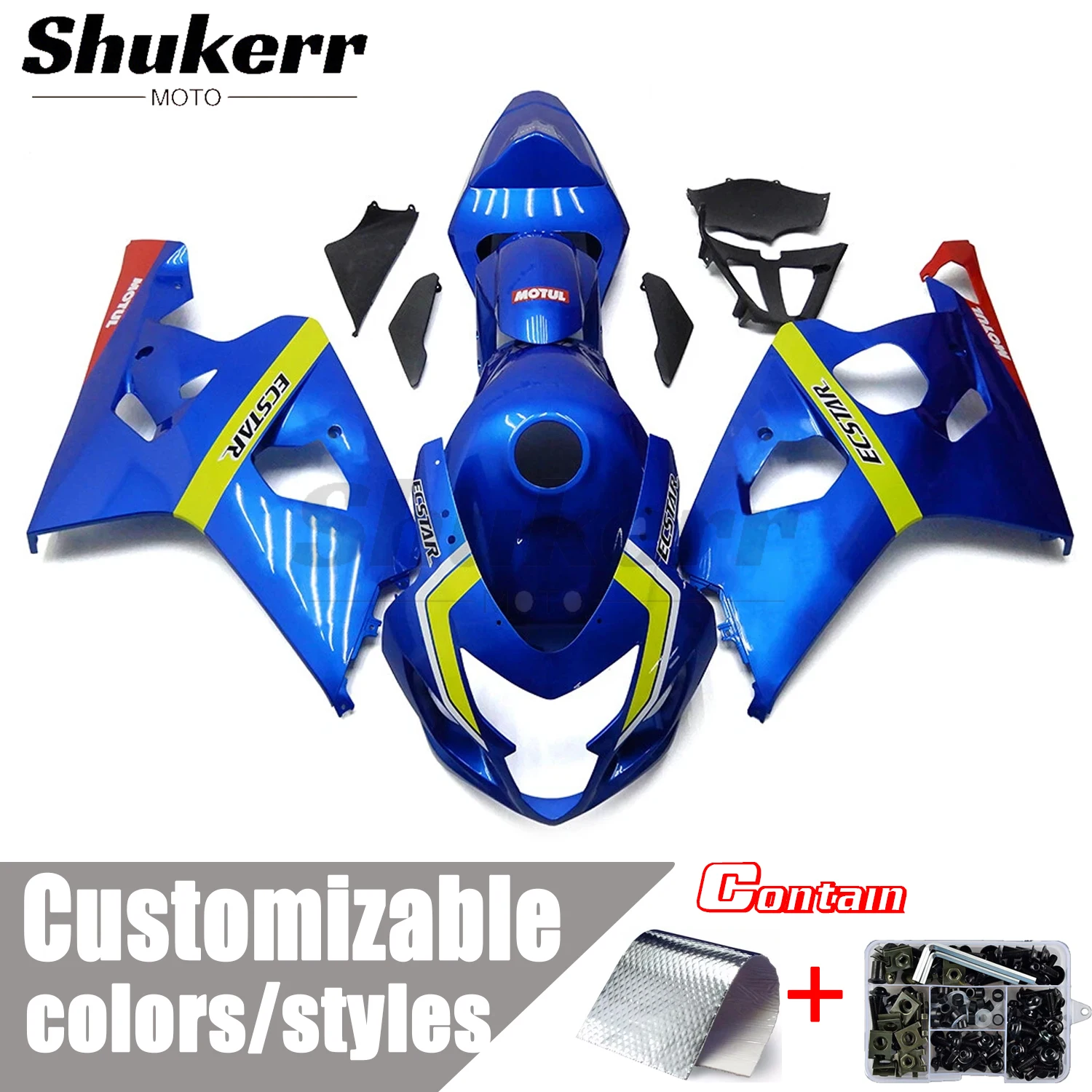 Shukerr Moto New Abs Plastics Motorcycle Fairing Kit Fit for Suzuki Gsxr600 Gsx-R 750 2004-2005 K4 Injection Mold Bodywork Kit
Shukerr Moto New Abs Plastics Motorcycle Fairing Kit Fit for Suzuki Gsxr600 Gsx-R 750 2004-2005 K4 Injection Mold Bodywork Kit