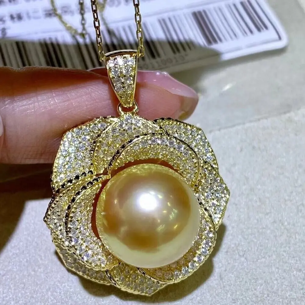 Gorgeous AAAAA 11-12mm natural south sea Gold Round pearl pendant necklace 925s jewelry chain vintage necklace
Gorgeous AAAAA 11-12mm natural south sea Gold Round pearl pendant necklace 925s jewelry chain vintage necklace