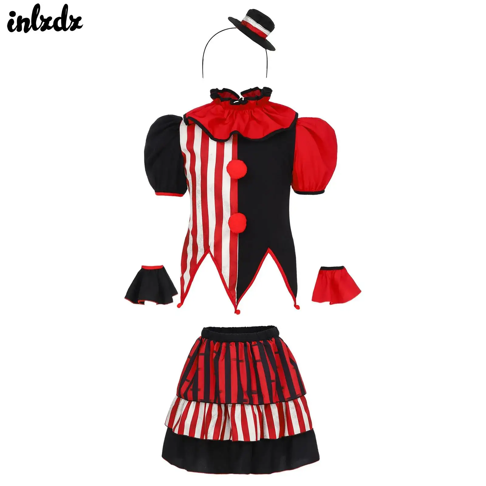 Girls Clown Circus Stripes Cosplay Costume Sawtooth Hem Top Layered Ruffled Skirt Carnival Performance Halloween Dresses
Girls Clown Circus Stripes Cosplay Costume Sawtooth Hem Top Layered Ruffled Skirt Carnival Performance Halloween Dresses