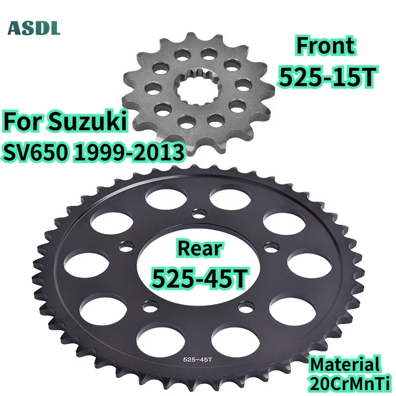 525 Chain 15T 45T Tooth Sprocket For Suzuki Front and Rear SV650 K1-K8 99-08 SV 650 A/SA 07-10 S-L0,L1,L2,L3 2010-2013 GSX-R400
525 Chain 15T 45T Tooth Sprocket For Suzuki Front and Rear SV650 K1-K8 99-08 SV 650 A/SA 07-10 S-L0,L1,L2,L3 2010-2013 GSX-R400
