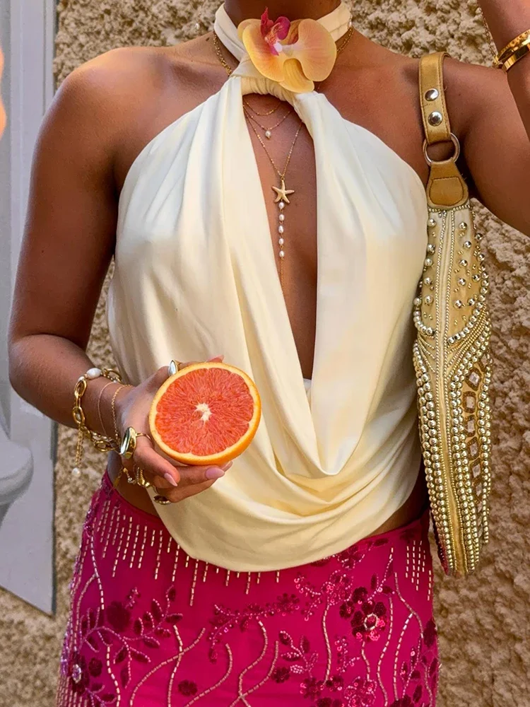 Elegant Halter Sexy Tank Top Women Vest Fashion Hollow Out Off-shoulder Sleeveless Backless Beach Club Party Crop Tops
Elegant Halter Sexy Tank Top Women Vest Fashion Hollow Out Off-shoulder Sleeveless Backless Beach Club Party Crop Tops