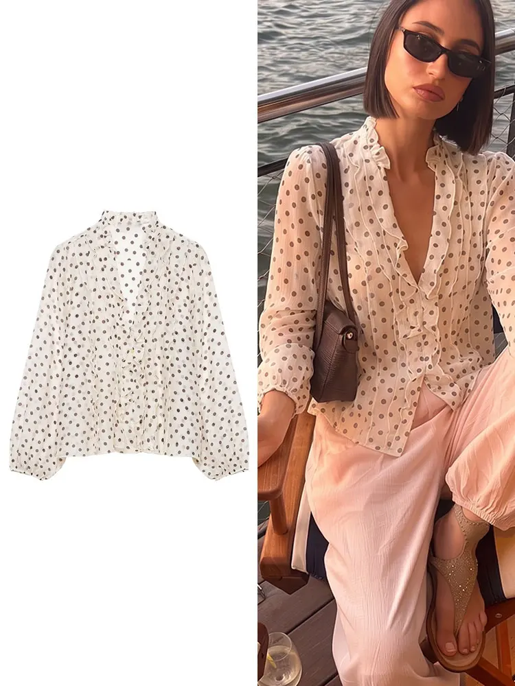 HH Vintage Womens Polka Dot V Neck Loose Shirt Long Sleeve Casual Beach Summer Vacation Fashion Party Single Breasted Blouse
HH Vintage Womens Polka Dot V Neck Loose Shirt Long Sleeve Casual Beach Summer Vacation Fashion Party Single Breasted Blouse