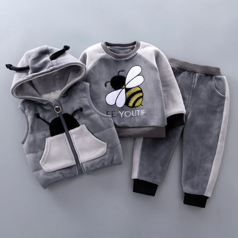 Newborn Winter Warm Thick Velvet Baby Girl Boy 3-Piece Clothes Sets Waistcoat+Hoodie+Pant Cartoon Bee Children Set 0-4 Years Old
Newborn Winter Warm Thick Velvet Baby Girl Boy 3-Piece Clothes Sets Waistcoat+Hoodie+Pant Cartoon Bee Children Set 0-4 Years Old