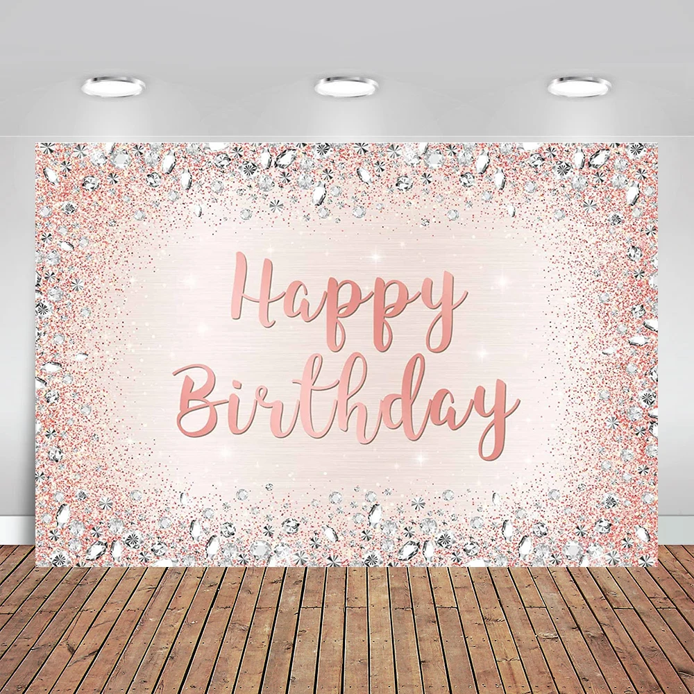 Rose Gold Pink Happy Birthday Backdrop for Women or Girls Glittery Bday Party Banner Decoration Photography Background Props
Rose Gold Pink Happy Birthday Backdrop for Women or Girls Glittery Bday Party Banner Decoration Photography Background Props